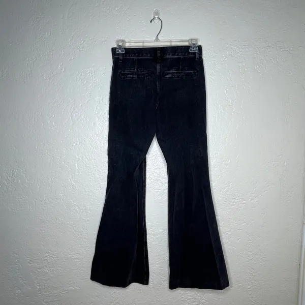 Express 70s Flare Mid Rise‎ Washed Black Denim Jeans 4R 007151638 - Image 2