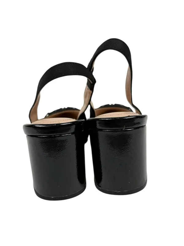 NYDJ Sanya Slingback Point‎ Toe Heels Blacklast Denim Black Buckle Size 9 - Image 5