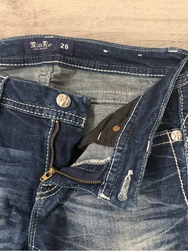 Miss Me Womens Low Rise Skinny Jeans Distressed Flap Pockets Size 26 - Image 5