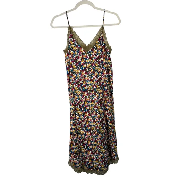 Vila‎ Spotti Ankle Dress Lace Trim Abstract Print Slip Midi EU 34 US XS - Image 2