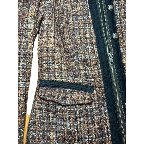 Free People Jacket Tweed‎ Full Zip Multi-Color Wool Blend Size 4 - Image 9