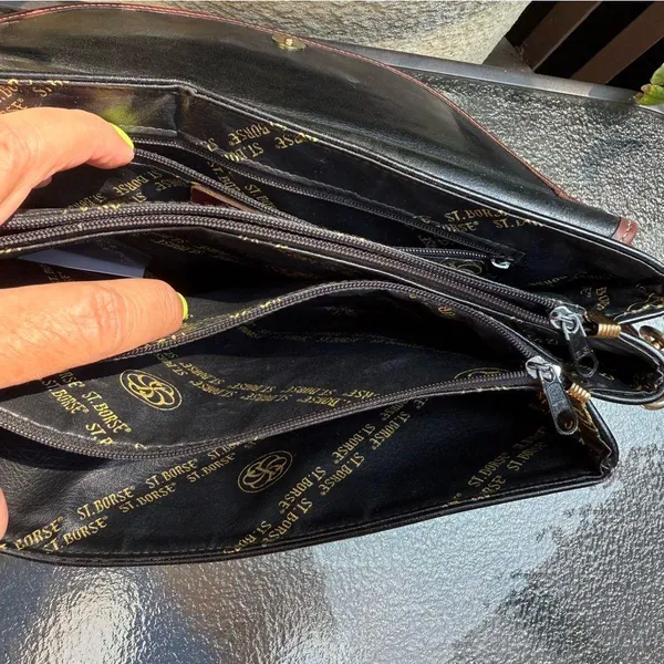 Vintage st. Borse Purse Pocketbook Black Brown Leather? Western - Image 8