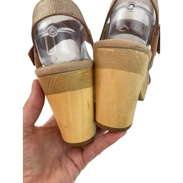 Earth Chunky Platform Sandals Womens 9M Dusty Pink Wood Heel Hippie Festival - Image 6