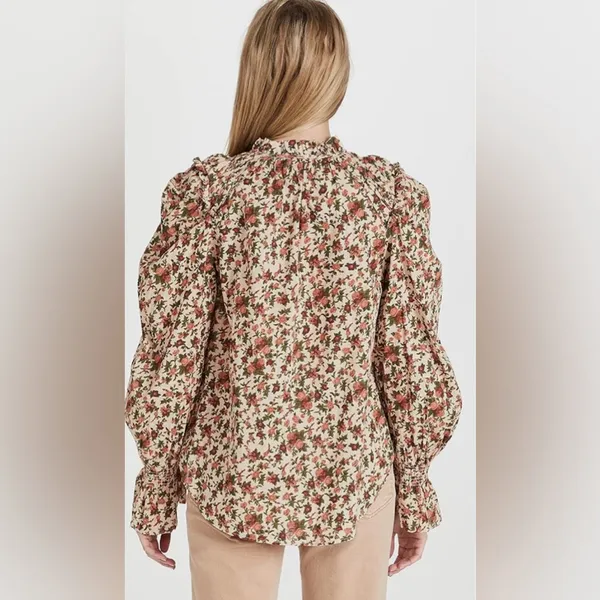 Free People Floral Blouse in Orange and Green vintage combo - Image 3