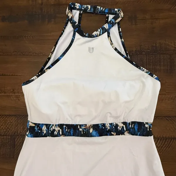 EleVen by Venus Williams Tennis Dress White Print‎ Halter Neck Skirt Small - Image 5