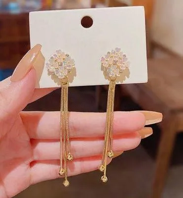 Fashion Delicate Flower Long Tassel Earrings for Women - Image 3