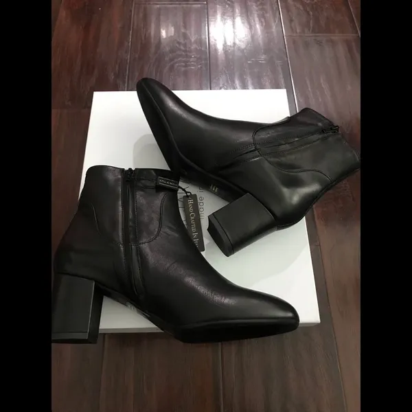 Grigiarancio Genuine Leather Black booties -Made in Italy Size-38 (8) - Image 2