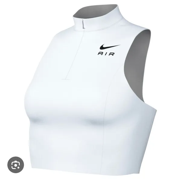 Nike Air Swoosh 1/2 Zip White Sports Bra, Size 2XL - Image 2