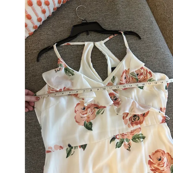 Disney‎ Princess XL Ivory Floral Ruffle High Low Maxi Dress EUC - Image 6