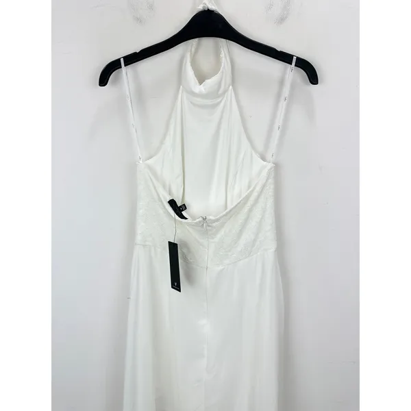 Lulus Love Speaks White Lace Halter Maxi Romper Wedding Bridal Medium NWT - Image 9