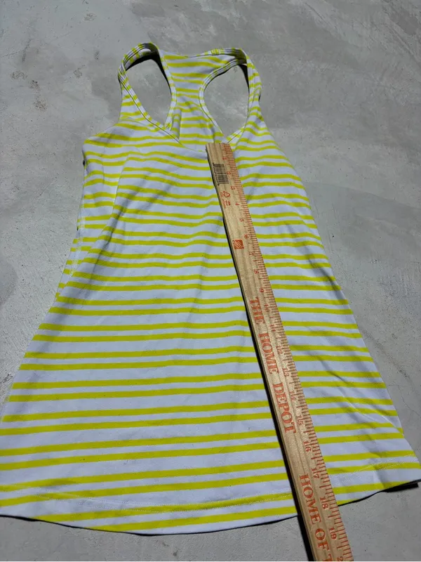 Lululemon Women’s Striped Racerback Tank top - Yellow/White - Image 3