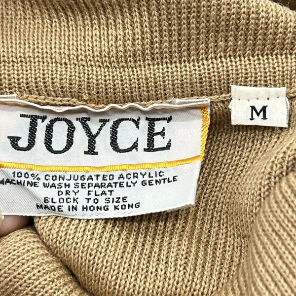 VTG Joyce Women’s Belted Turtleneck Long Sleeve Tan Knit Sweater Acrylic-Size M - Image 10