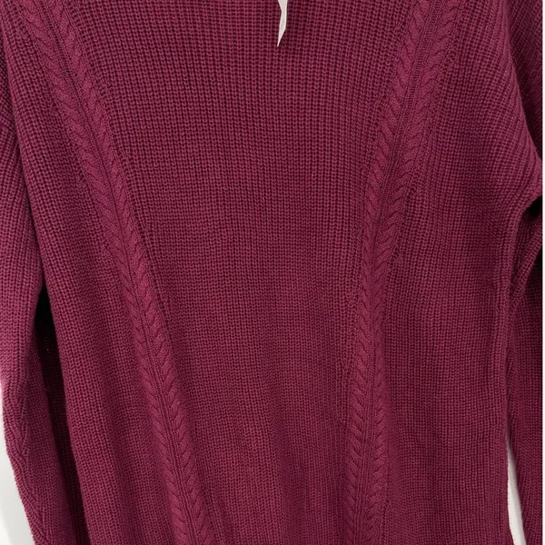 Banana Republic NWT Cable Knit Sweater‎ Berry Wine Purple Long Sleeve M - Image 3