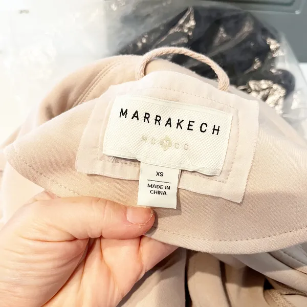 Marrakech Lange Soft Scuba Knit Long Sleeve Full Zip Moto Jacket Beige XS - Image 3