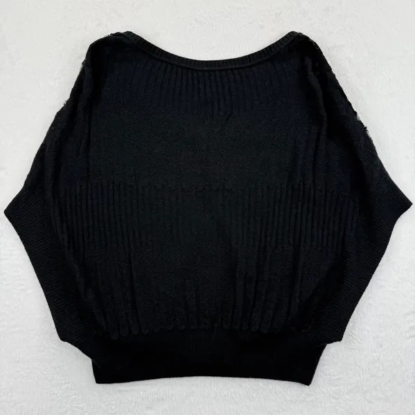 NWOT Free People‎ Womens L Sequined Cardigan Sweater Black Button Front Knit Top - Image 8
