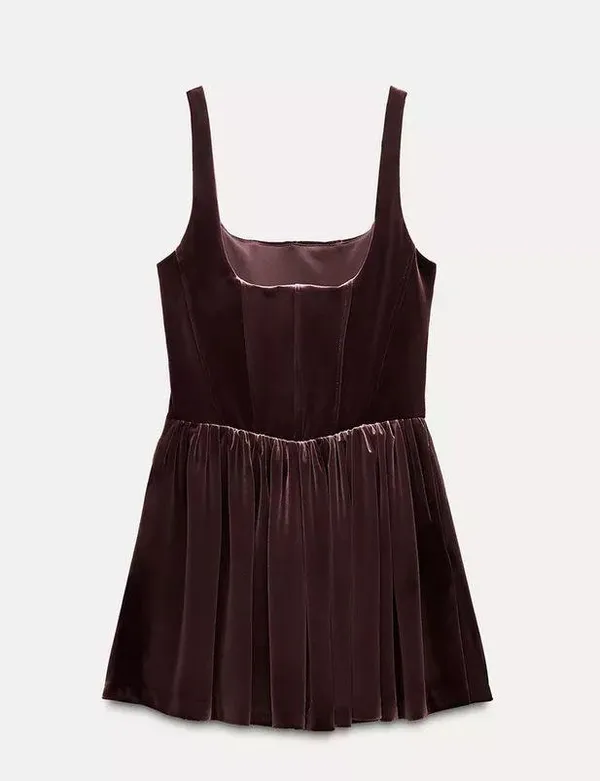Zara Dress mini corset Velvet in Rich Purple Wedding party holiday - Image 10