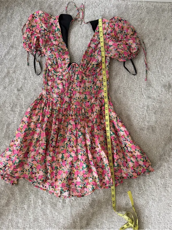 For Love and Lemons Paulina Mini Dress in Pink Floral Size XS Bustier Style - Image 15