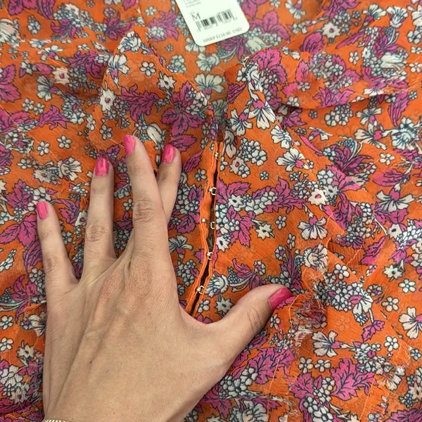 NEW NWT Free People nina printed top in tulip ditsy orange floral bell sleeve - Image 10