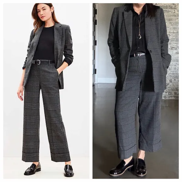 Loft plaid Suit size 10 Blazer and pants - Image 2
