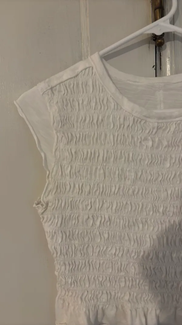Cap Sleeve Smocked Shirt Ruffle Hem  - Image 2