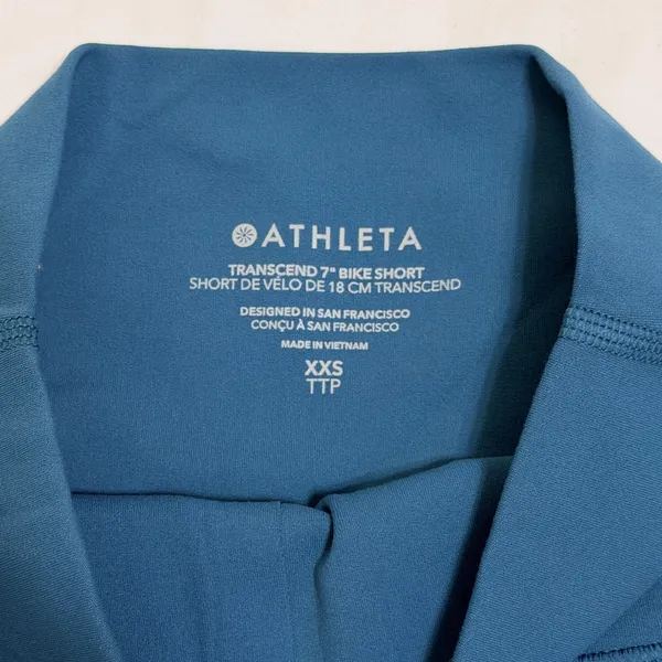 Athleta Transcend 7" Biker Short Womens XXS Blue High Rise‎ Yoga Athletic Blue - Image 7