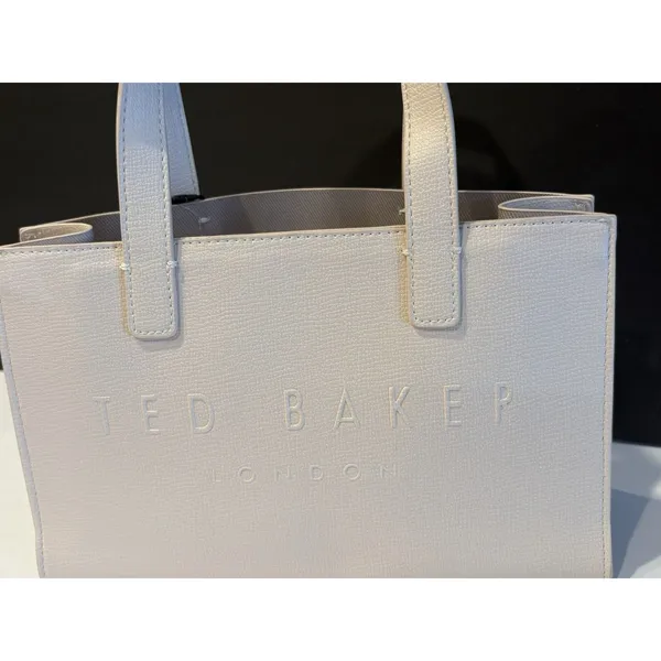 Ted Baker Icon small tote bag in a cream-colored, structured material. - Image 7