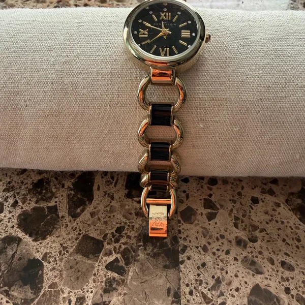 Anne Klein Gold and Black Roman Numeral Watch - Image 2