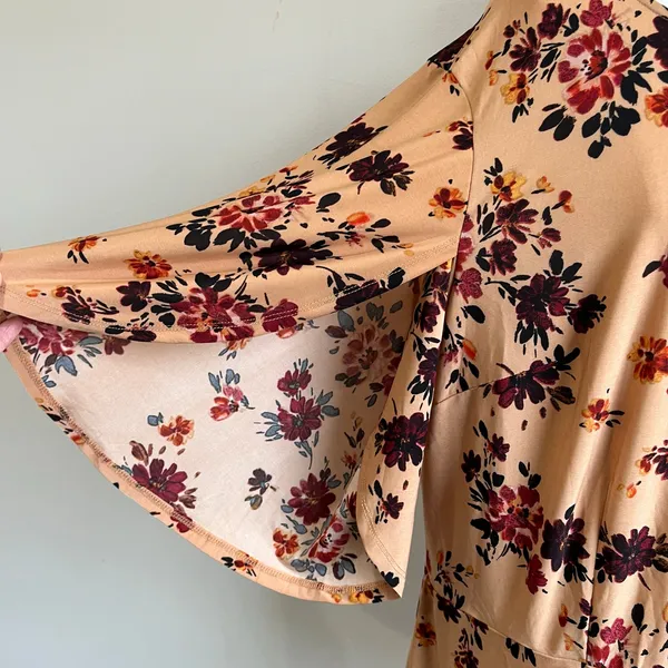 Cocomo Peach Orange Floral Tulip Sleeve‎ Tunic Blouse Plus Size 3X - Image 6