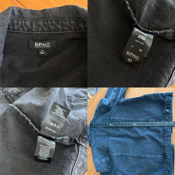Buffalo David Bitton Denim Jacket M Distressed Black Wash Grunge Streetwear Edgy - Image 3