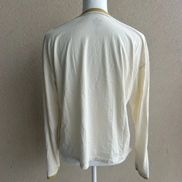 Bombas 100% Cotton Cream Longsleeve Colorblock Lightweight Size Large - Image 3