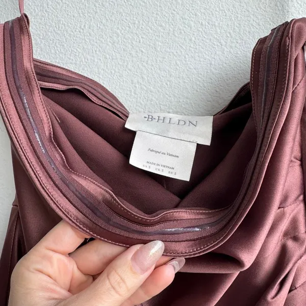 Anthropologie BHLDN Selena Strapless Ruched Chocolate Brown Midi Dress SZ Small - Image 6