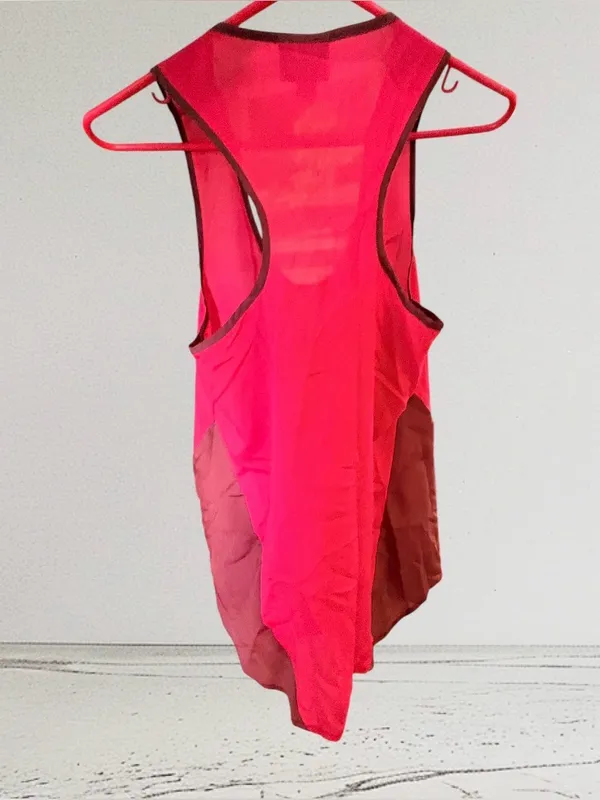 Mossimo sheer red razorback tank with brown asymmetrical side panels XS - Image 2