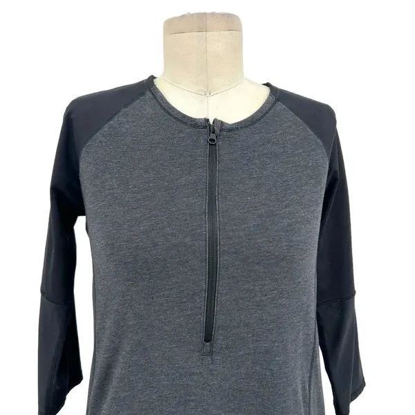 Lululemon Spincity Top Long Sleeve Zip Tee Layer Heathered Black Gray Size 6 - Image 2