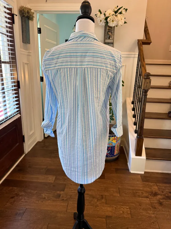 Southern Tide NWT Seersucker Blue and White Striped Tunic Shirt,Dress or Coverup - Image 2