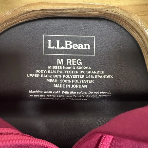 LL Bean Womens Size Medium 1/2 1/2 Zip Active Pullover Long Sleeve Maroon Wine‎ Purple - Image 4