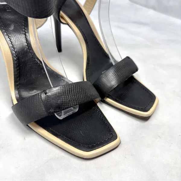 GUCCI Vintage Y2K Leather Square Open Toe Strappy Stiletto Heel Sandal Black 9.5 - Image 5