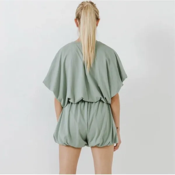 Grey Lab Los Angeles loungewear sage green comfy casual XS romper - Image 2