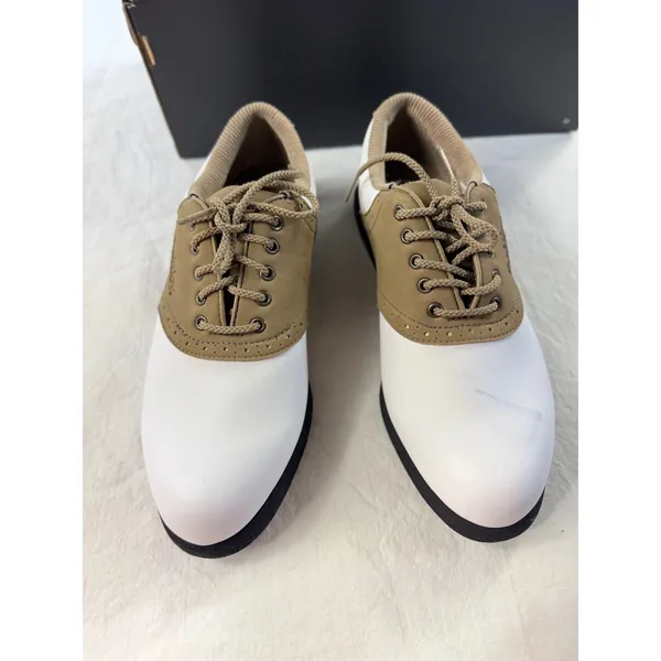 FootJoy Green-Joys Womens Golf Shoes 6.5‎ N White Tan Saddle Oxford 48802 - Image 2