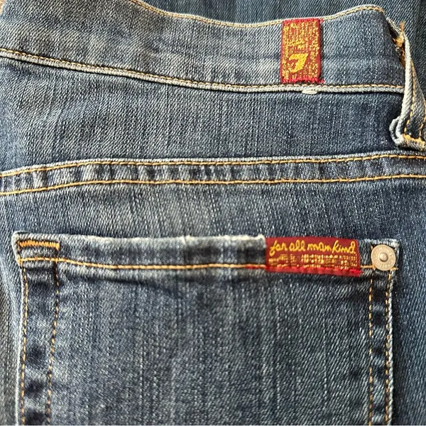 7 For All Mankind Denim Women’s Size 27 Blue Crop Flare Jeans Made in the USA - Image 4
