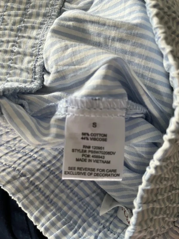 Blue White Striped Cherry Pajama Shorts Womens Small Cotton Coquette Coastal - Image 4