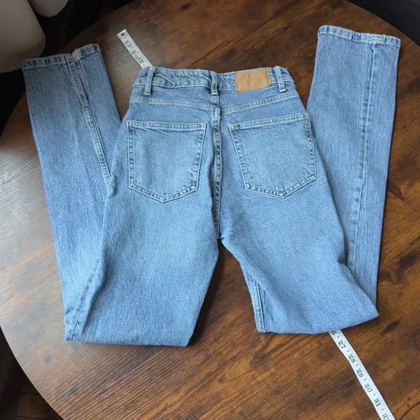 Zara Light Wash Blue Denim Jeans Straight Leg High Waist Size 0 - Image 11