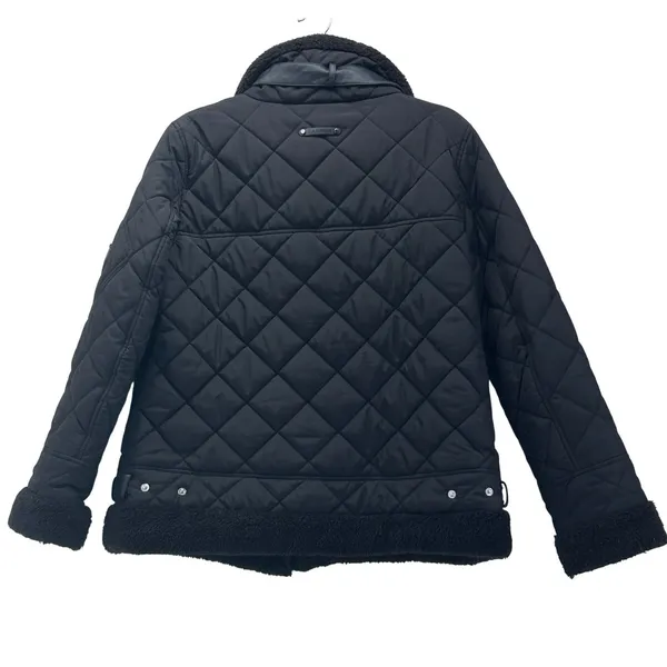 Lauren‎ Ralph Lauren Quilted Puffer Jacket Large Aviator Rebel Faux Fur - Image 2