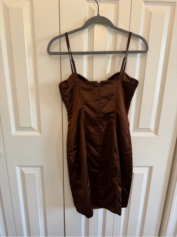 Aritzia Wilfred Bustier Dress Satin Brown Homecoming Size 6 - Image 3