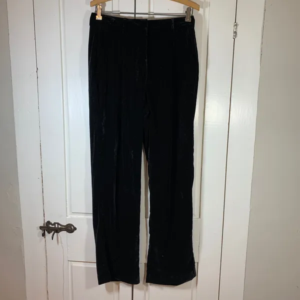 Old‎ Navy Black Velvet Wide Leg Trouser Pants Full Length Women's Size Small - Image 3