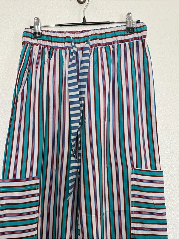 NEW Bohemian Striped Wide Leg Pants Small - Image 2