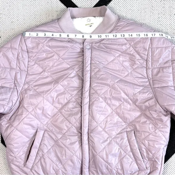 OFFLINE By Aerie Diamond Quilted Sherpa Lined Puffer Bomber Jacket XL - Image 7