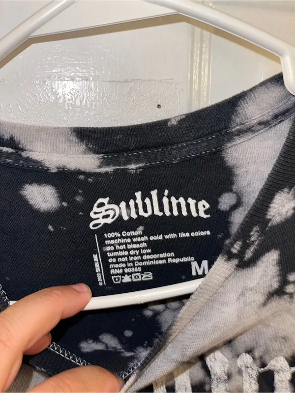 Sublime Tie-Dye Sun Graphic Tee - Black & White with Yellow Sun - Sz Medium - Image 3