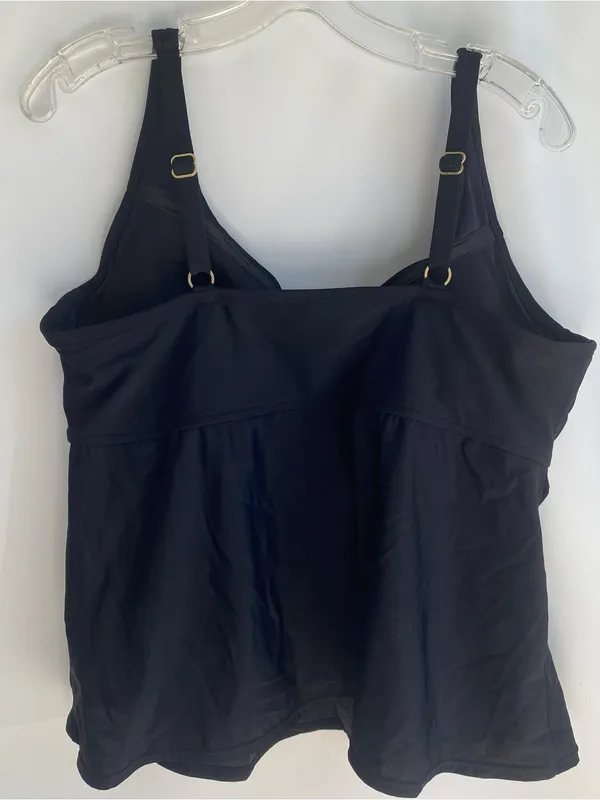 Lands End black wrap front tankini top swimsuit bathing suit vacation resort 18W - Image 6