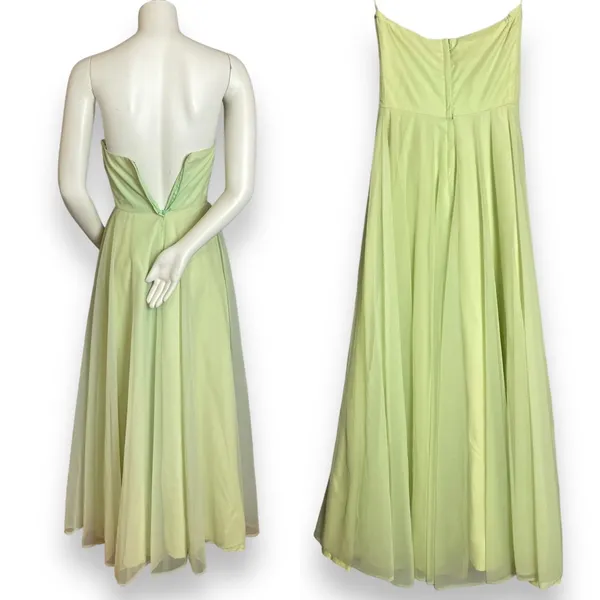 Vintage 50s Formal Dress Prom Strapless Pale Green Elegant‎ Hollywood Glamorous - Image 2