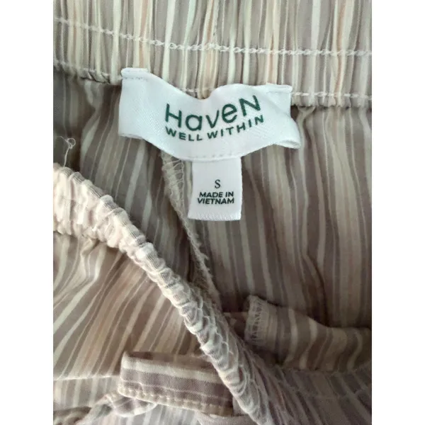 Haven Well Within Striped Cotton Pajama Set Size S Tan - Image 5